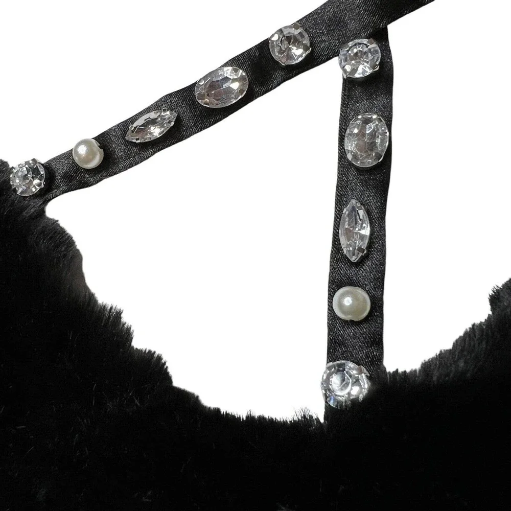 Steve Madden Black Faux Fur Collar New‎
